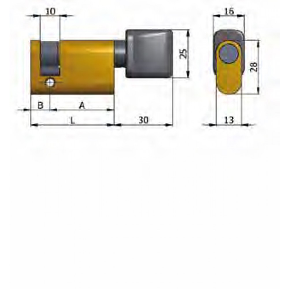 Art.144 / 04 Omec; Half cylinder with knob Brass Oval