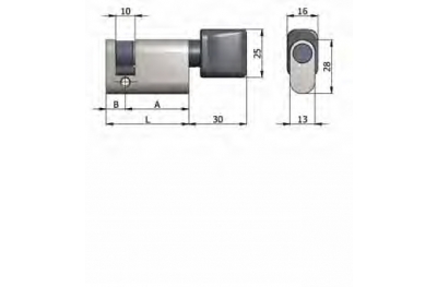 Art.144 / 03 H Omec; Nickel-plated half cylinder with knob Brass Oval