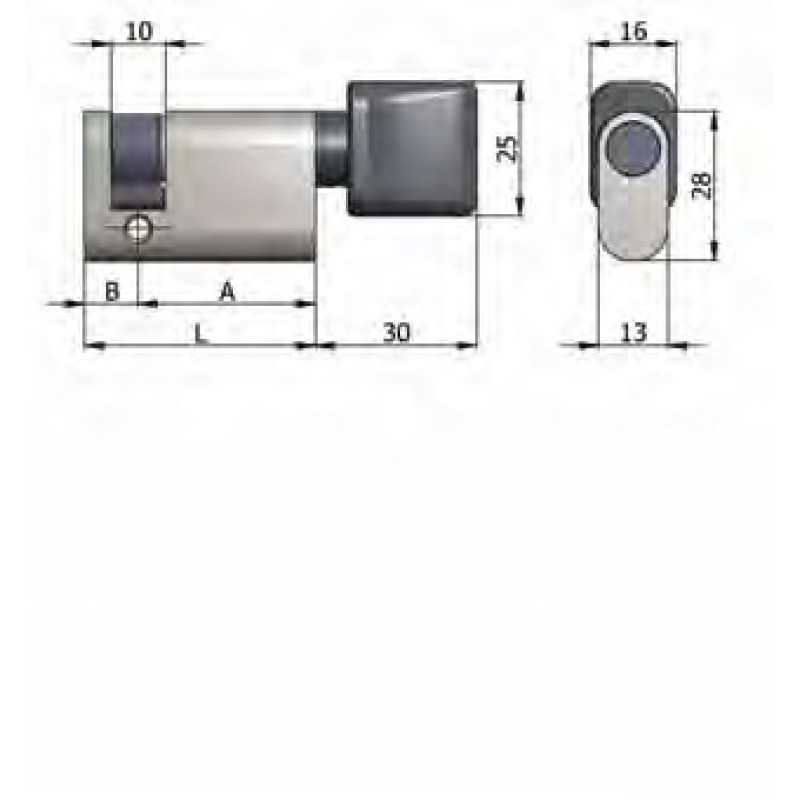 Art.144 / 05 H Omec; Nickel-plated half cylinder with knob Brass Oval