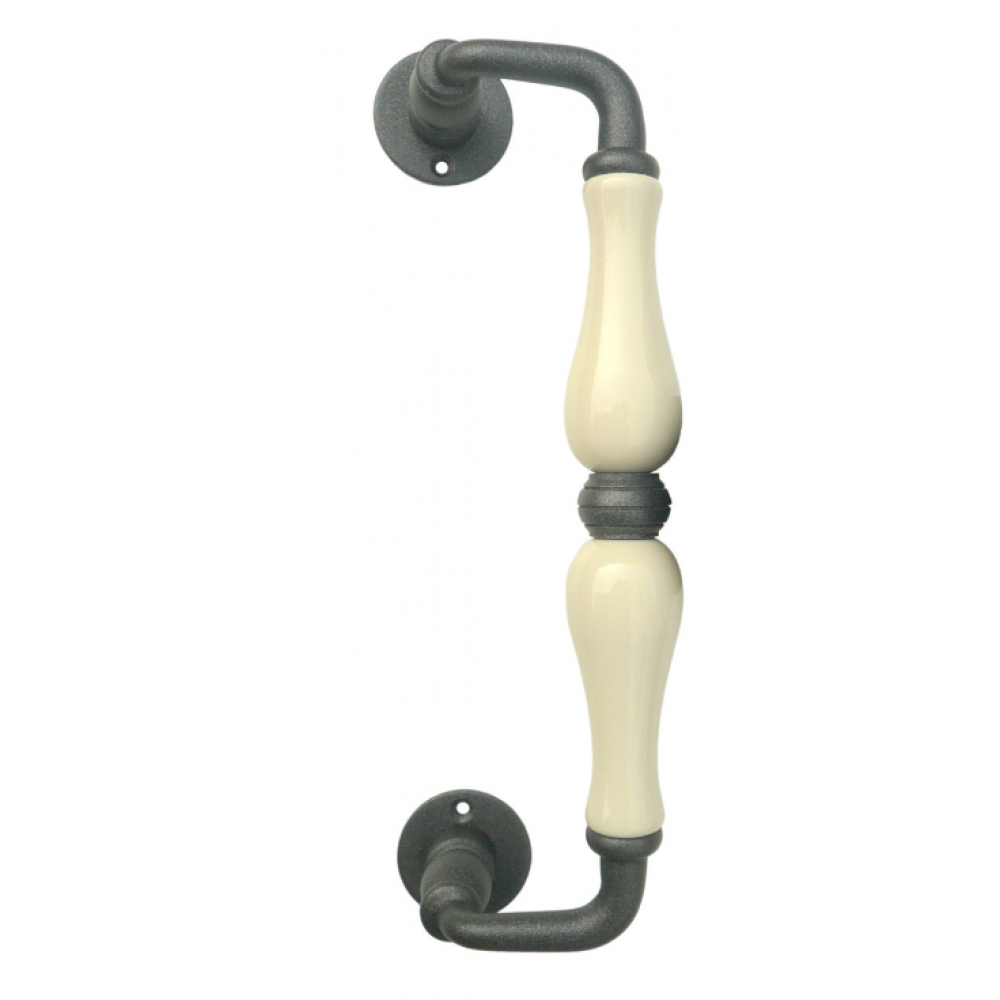 5-50 Curved Galbusera Pull Handles Porcelain and Wrought Iron
