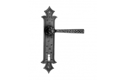501 Galbusera Door Handle with Plate Artistic Wrought Iron