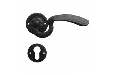 511 Galbusera Door Handle with Rosette and Escutcheon Artistic Wrought Iron