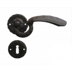511 Galbusera Door Handle with Rosette and Escutcheon Artistic Wrought Iron