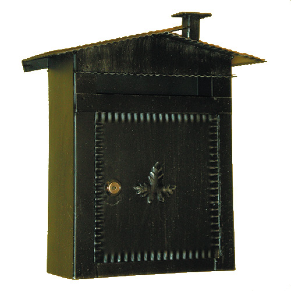 6002 Wrought Iron Roof and Fireplace Mailbox Carrying Newspapers Lorenz