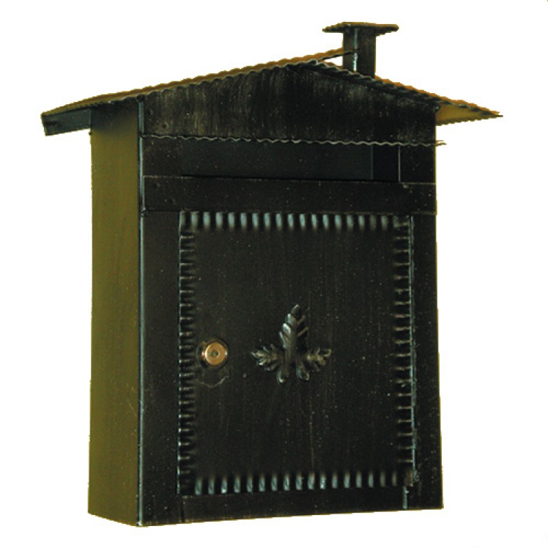 6002 Wrought Iron Roof and Fireplace Mailbox Carrying Newspapers Lorenz