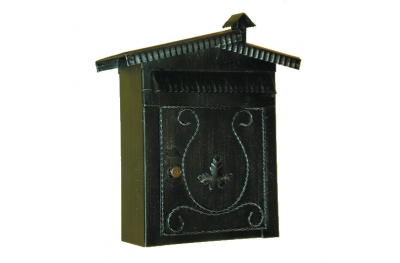 6008 Wrought Iron Mailbox with Roof and Fireplace Handmade Lorenz Ferart