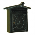 6008 Wrought Iron Mailbox with Roof and Fireplace Handmade Lorenz Ferart