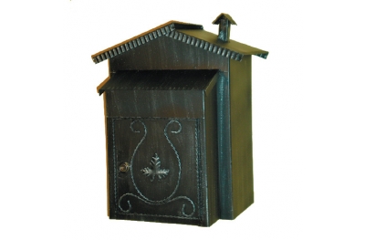 6009 Wrought Iron Mailbox With Roof and Fireplace Handmade Lorenz Ferart