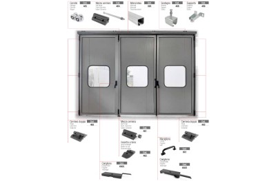 Accessories for Folding Doors Brevetti Adem Hinges Espagnolettes