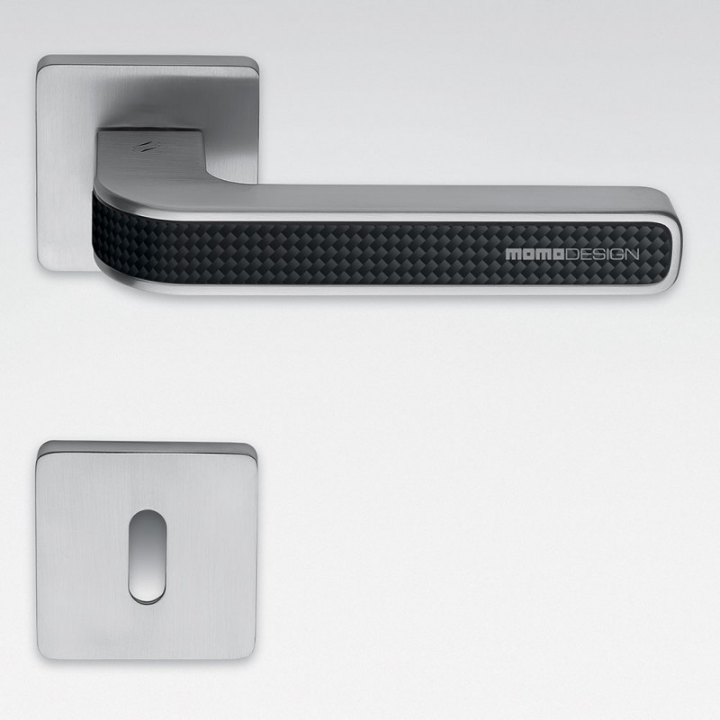 Alba Polished and Satin Chrome Door Handle on Rosette Made in Italy by Colombo Design