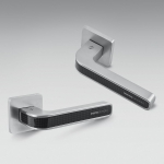 Alba Polished and Satin Chrome Door Handle on Rosette Made in Italy by Colombo Design