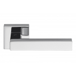 Alba Polished and Satin Chrome Door Handle on Rosette Made in Italy by Colombo Design