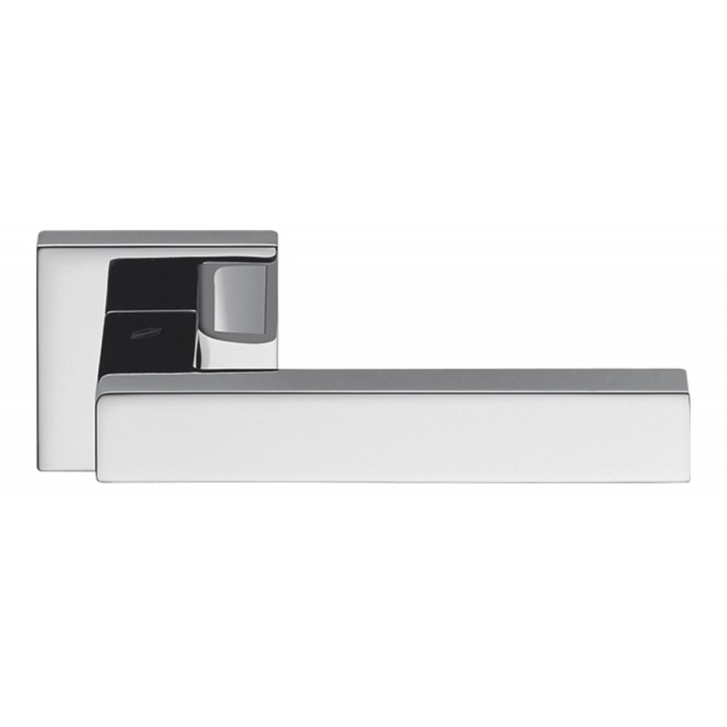 Alba Polished and Satin Chrome Door Handle on Rosette Made in Italy by Colombo Design