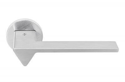 Ama Polished Chrome Door Handle on Rosette by Designer Architect Andrea Maffei for Colombo Design