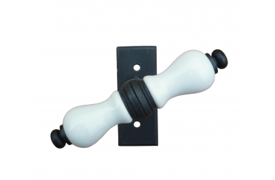 Amsterdam Galbusera Window Handle with Rosette Porcelain and Wrought Iron