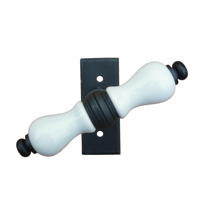 Amsterdam Galbusera Window Handle with Rosette Porcelain and Wrought Iron