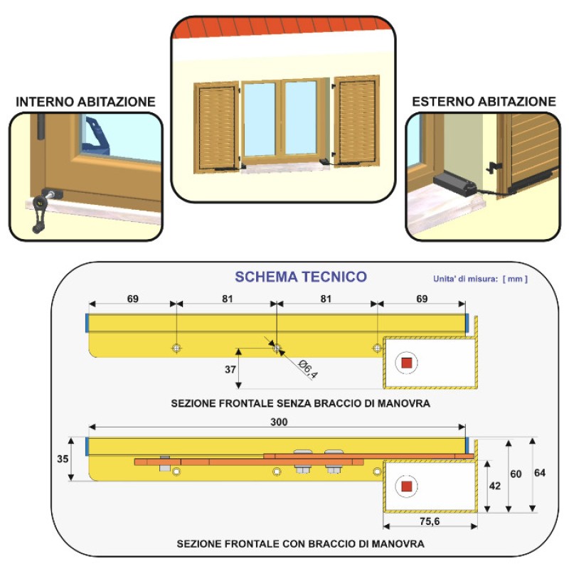 Opening Shutters from Inside Opener Kit with Crank Aprifacile