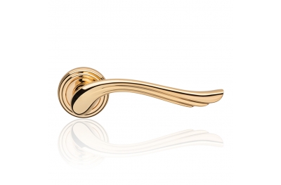 Aria Gold Plated Finish Door Handle With Rose Romantic and Dynamic Linea Calì Classic