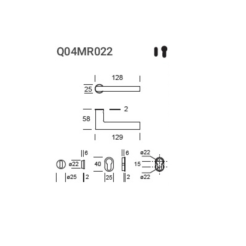 Atene Q04 Minimal Interior Door Handle Reguitti Inox