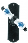 Athens Galbusera Window Handle with Plate Porcelain and Wrought Iron