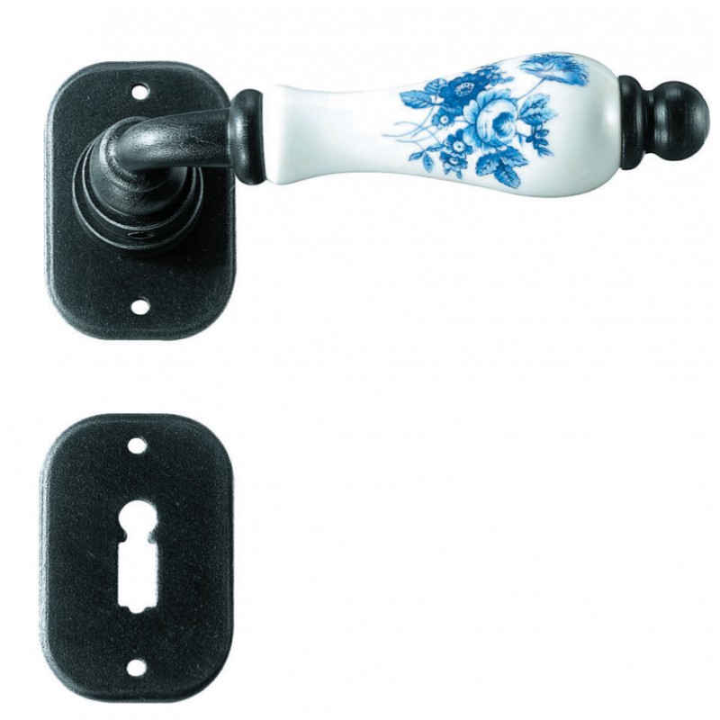 Athens Galbusera Door Handle with Rosette and Escutcheon Plate