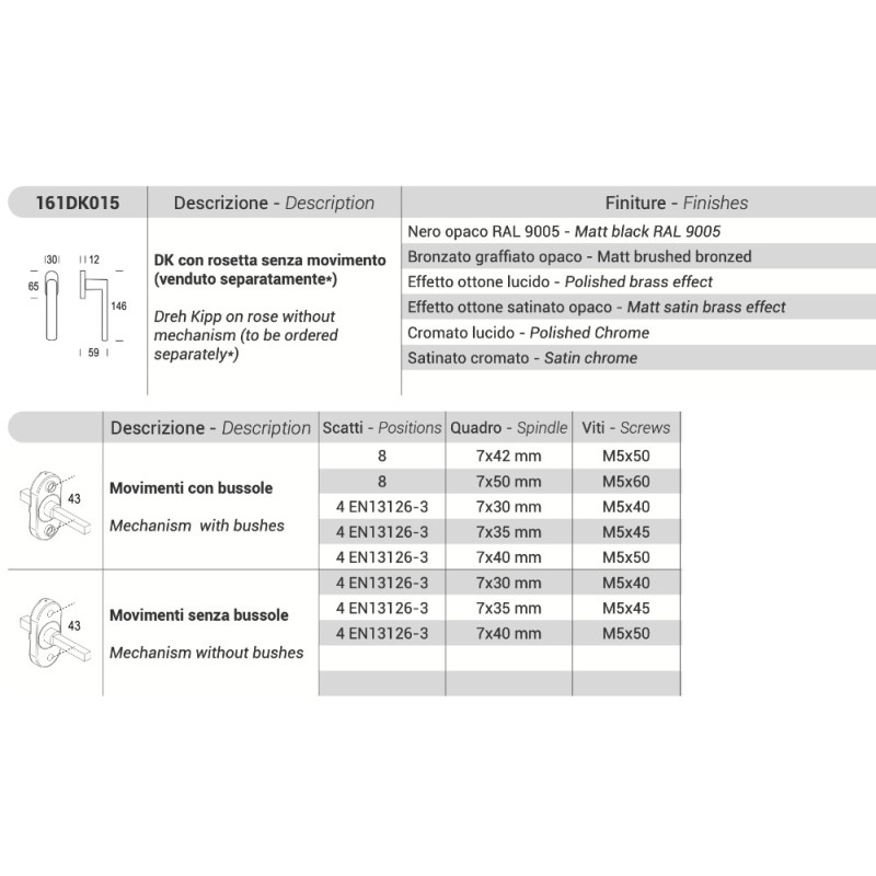 Aura Reguitti Window Handle DK Tilt and Turn with Rosette Zama