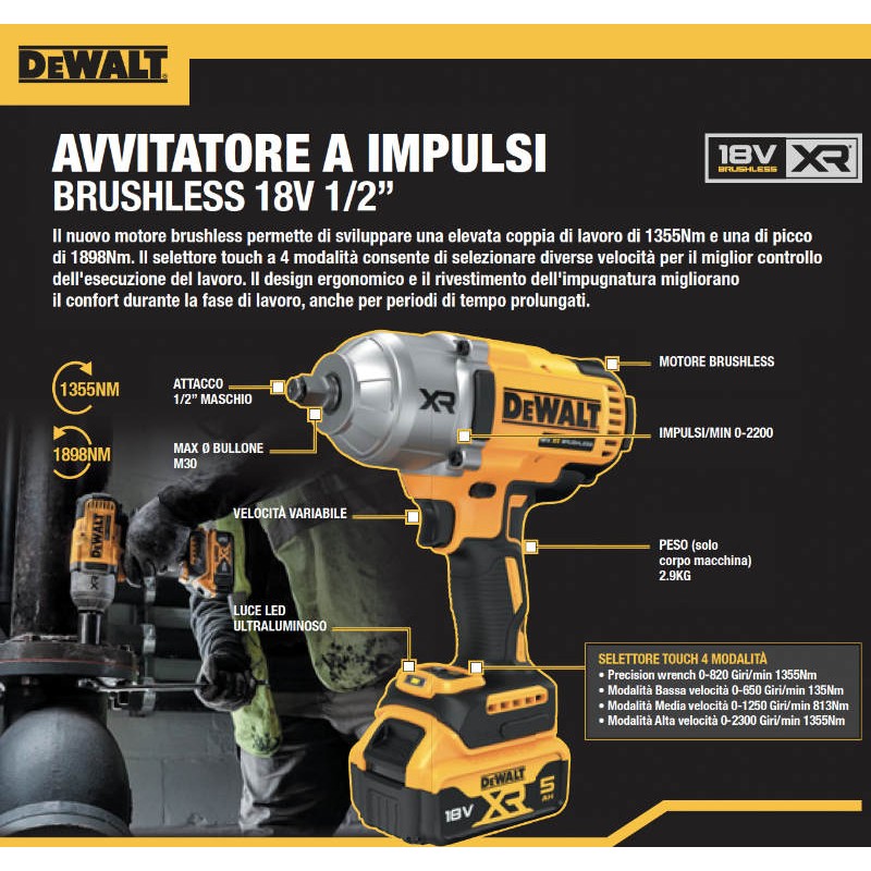 Impact Wrench DeWalt DCF900P2T-QW 1/2" Brushless