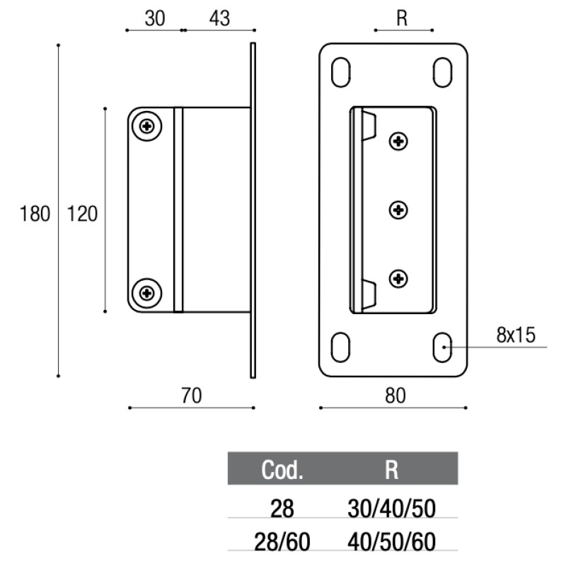 Adjustable Striker to Fix for Electric Locks Adem 28