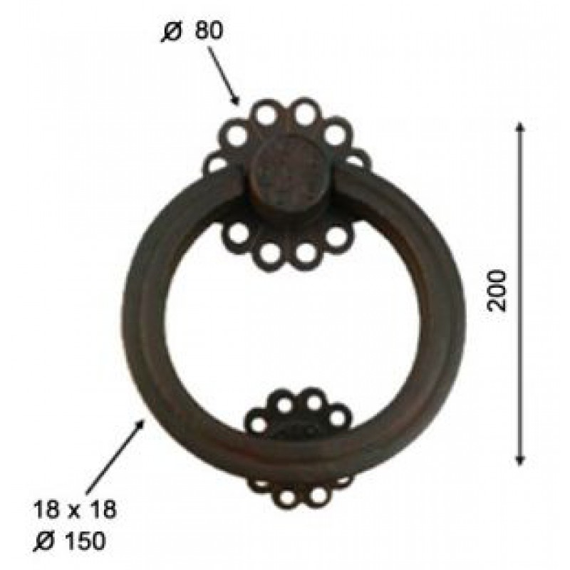Flower Door Knocker with Ring Galbusera Wrought Iron