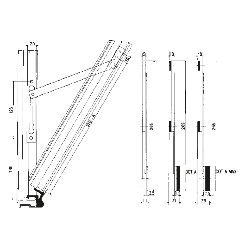 Opening Limiter Arm for Windows pba P70-AW1-C