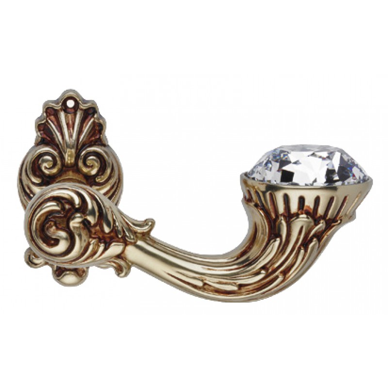 Brillant Diamond French Gold Door Handle on Rosette Linea Calì Vintage