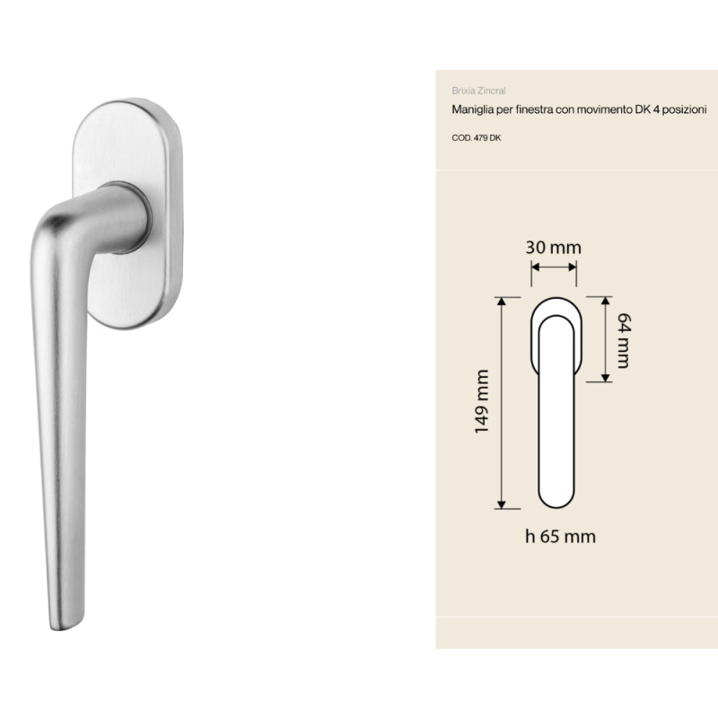 Brixia Zincral Linea Calì Window Handle DK 4 Positions