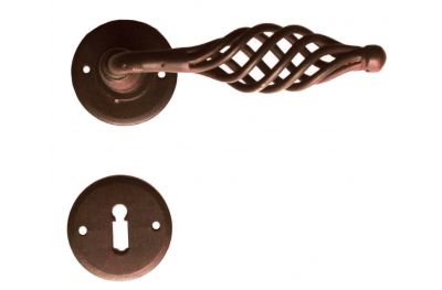 Round Budapest Galbusera Door Handle with Rosette and Escutcheon Plate