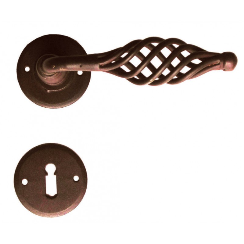 Round Budapest Galbusera Door Handle with Rosette and Escutcheon Plate