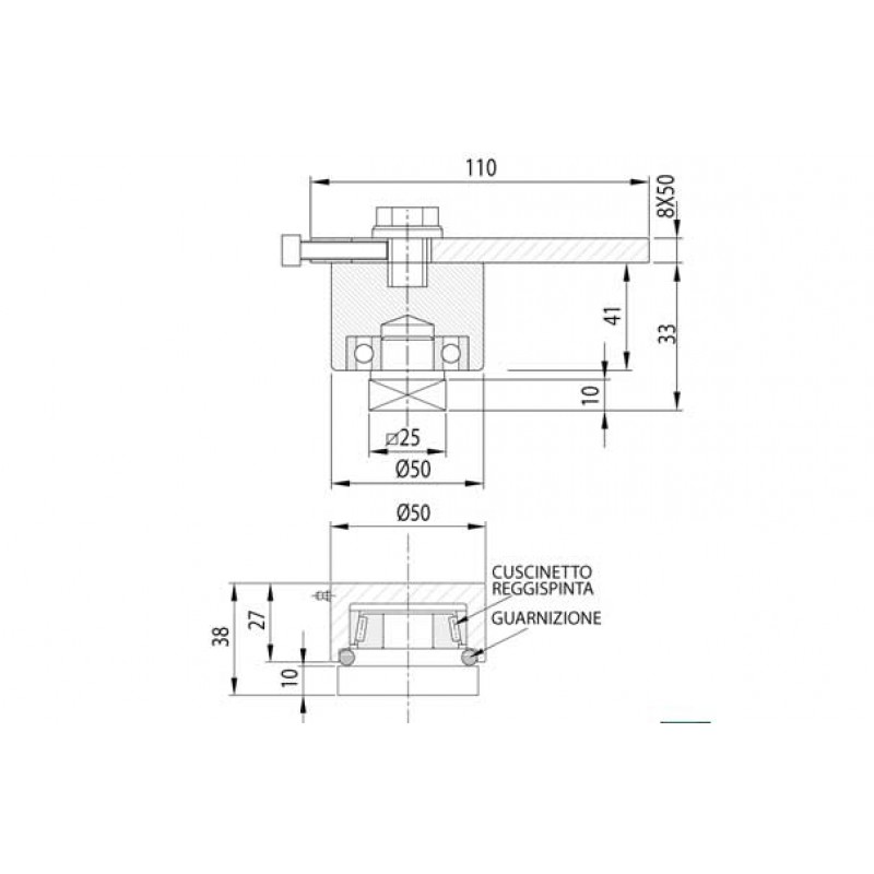 Ball Bearing Hinge for Gates Regulation Through Screw Ø50 IBFM