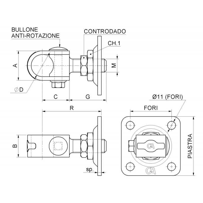 Adjustable Clamp Hinge Nut with Plate Swing Gate Combiarialdo