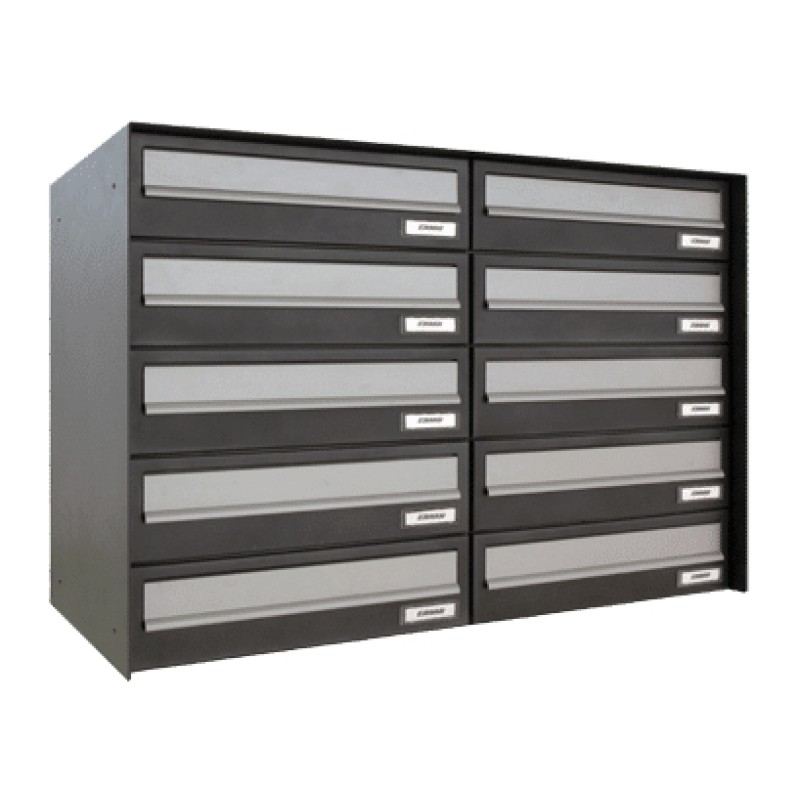 Steel Mailboxes With Rear Withdrawal, Hopen 8 Drawer Dresser Black Brown Frosted Glass Top