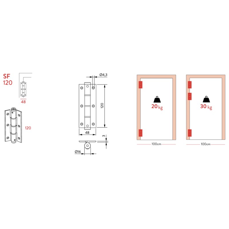 Coplanar Hinge Justor SF 120 Various Colors 2 Pieces