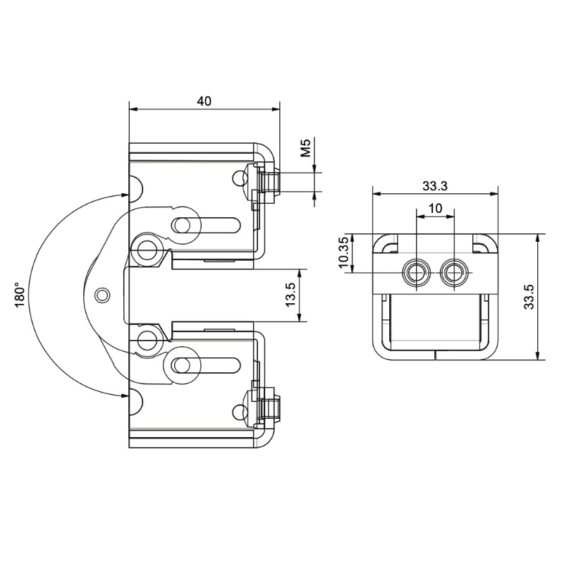 Concealed Hinges for Coplanar Profiles Nova-Ferr 133