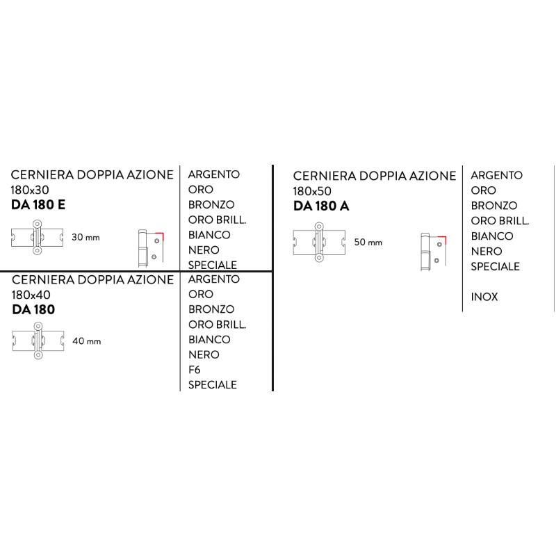 Justor DA 180 Double Action Hinges Pair