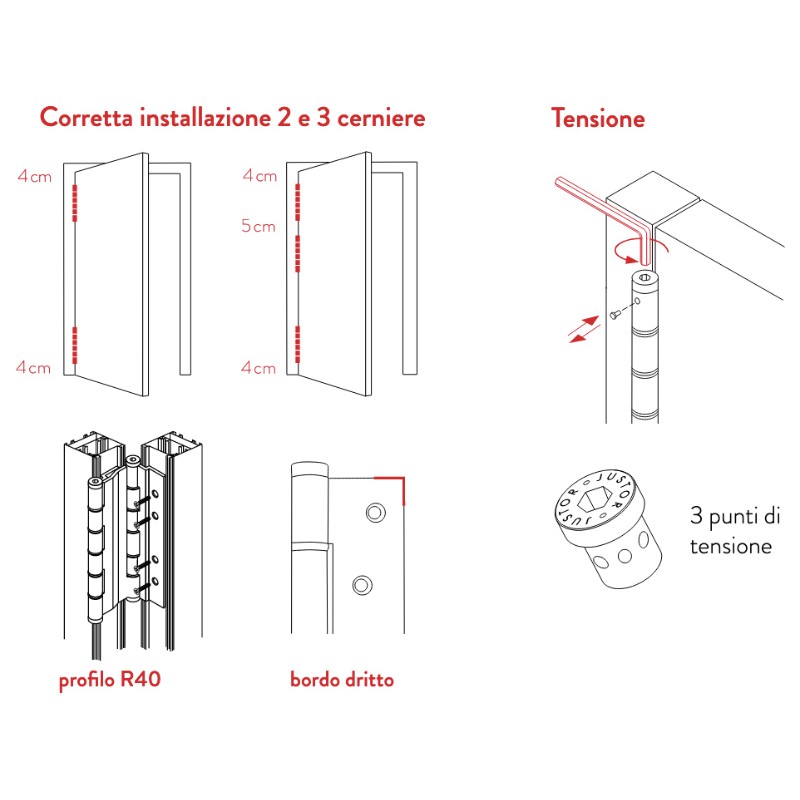 Double Action Hinges for Aluminum R40 180 Justor