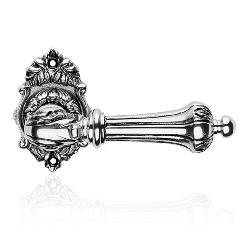 Charme French Black Door Handle With Rose in Baroque Style Linea Calì Vintage
