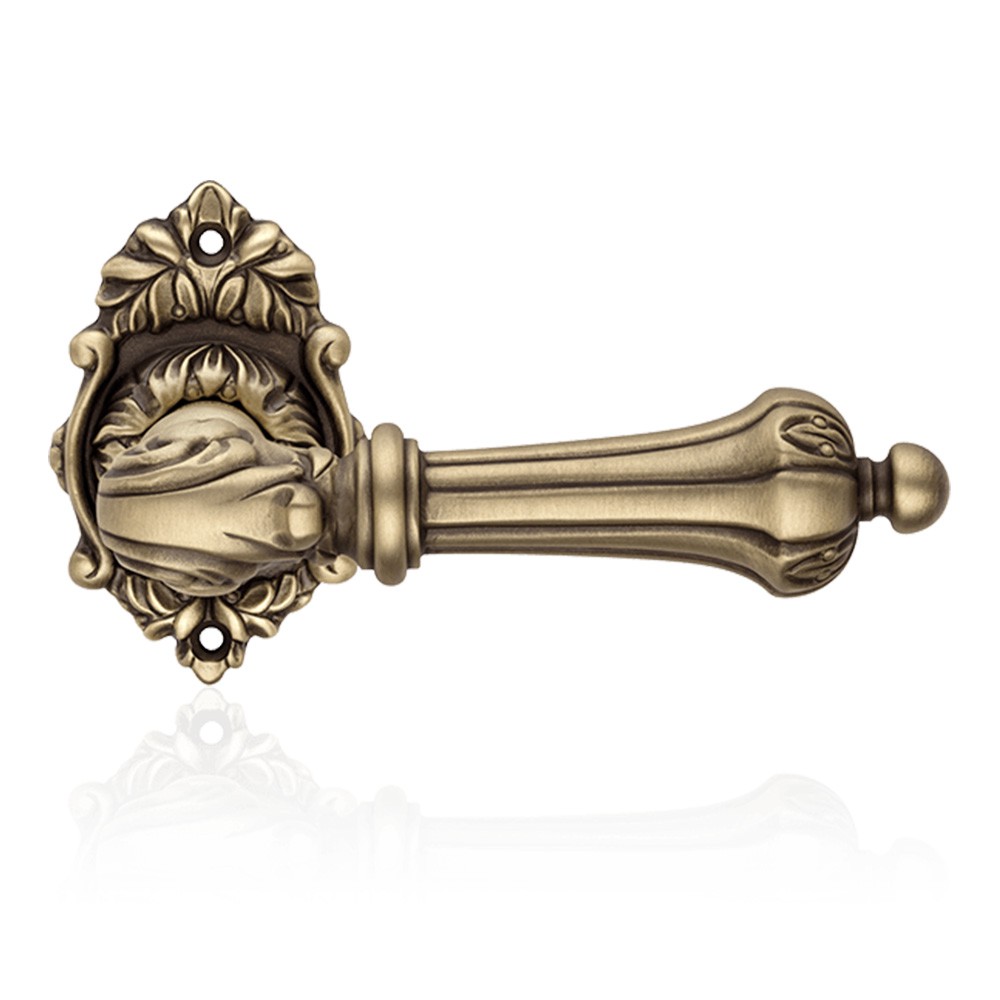 Charme Patiné Mat Door Handle With Rose in Baroque Style Linea Calì Vintage
