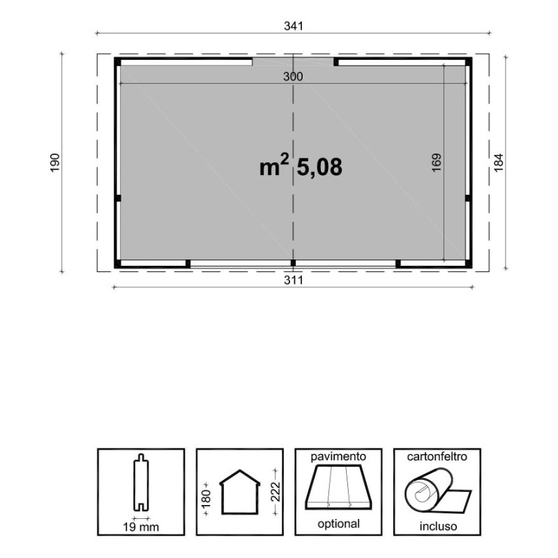 Kiosk in Raw Fir Wood 5 M2 Rio Losa