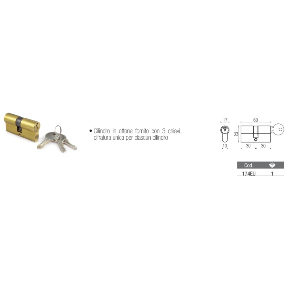 Cylinder for Locks - 174EU Brevetti Adem