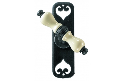 Copenhagen Galbusera Window Handle with Plate Porcelain and Wrought Iron