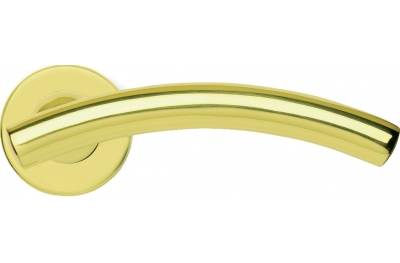 Pair of Ghidini Lever Handles Arco OLV M1 with Roses and Escutcheons