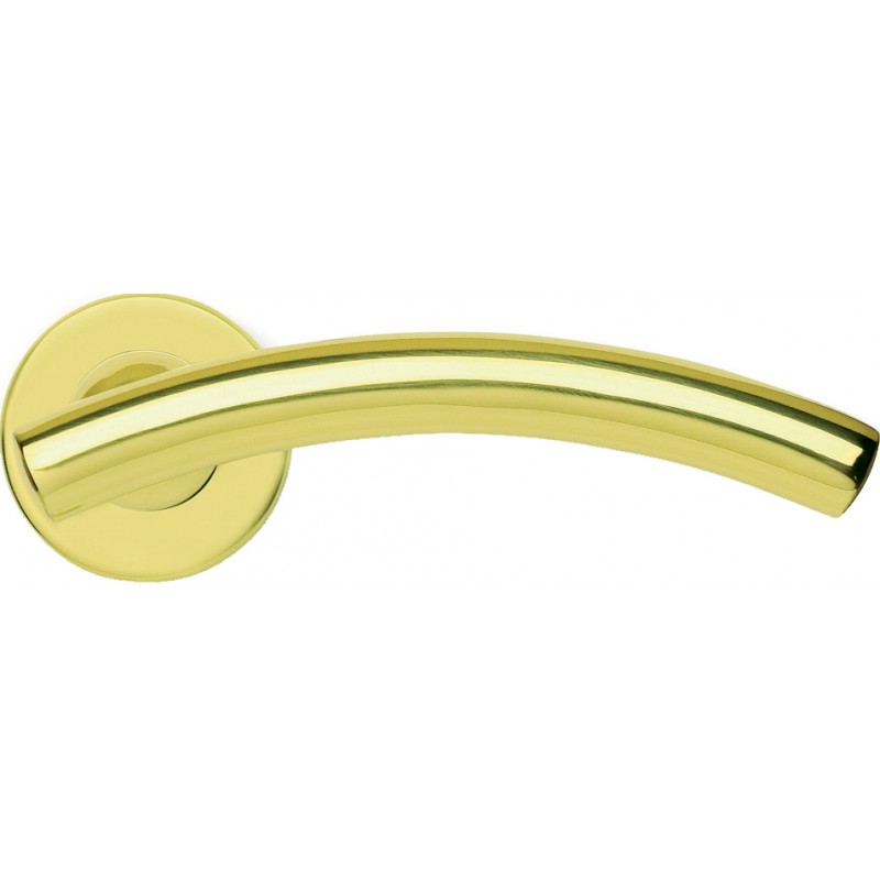 Pair of Ghidini Lever Handles Arco OLV M1 with Roses and Escutcheons