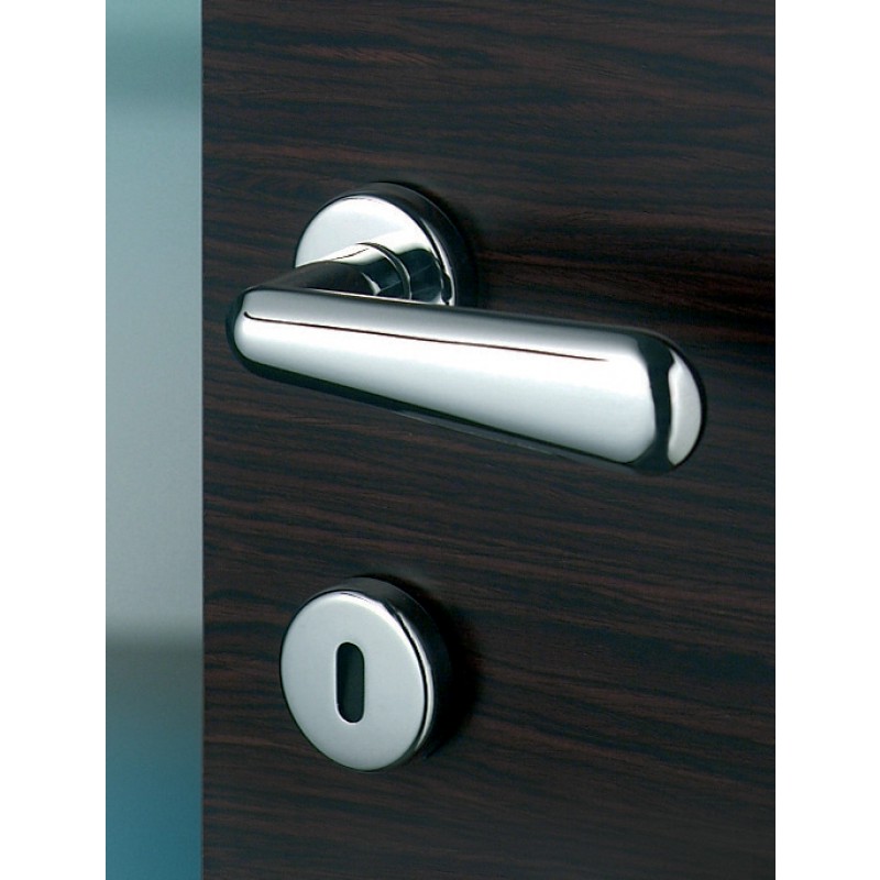 Pair of Ghidini Lever Handles Caddy ZCL with Roses and Escutcheons