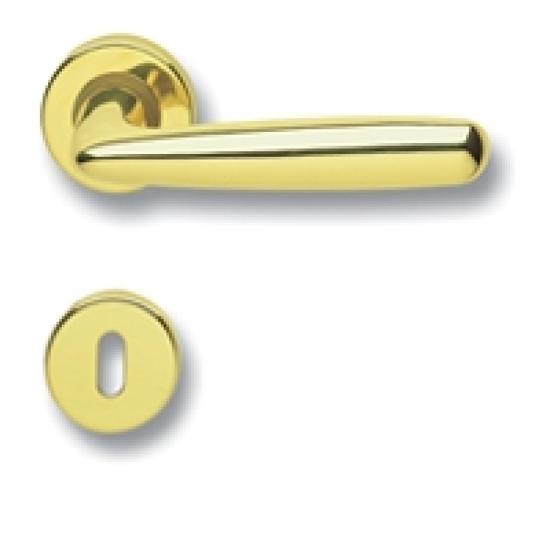 Pair of Ghidini Lever Handles Cometa OLV M1 with Roses and Escutcheons